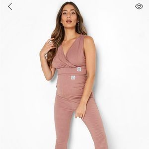 Maternity rib wrap crop and leggings set